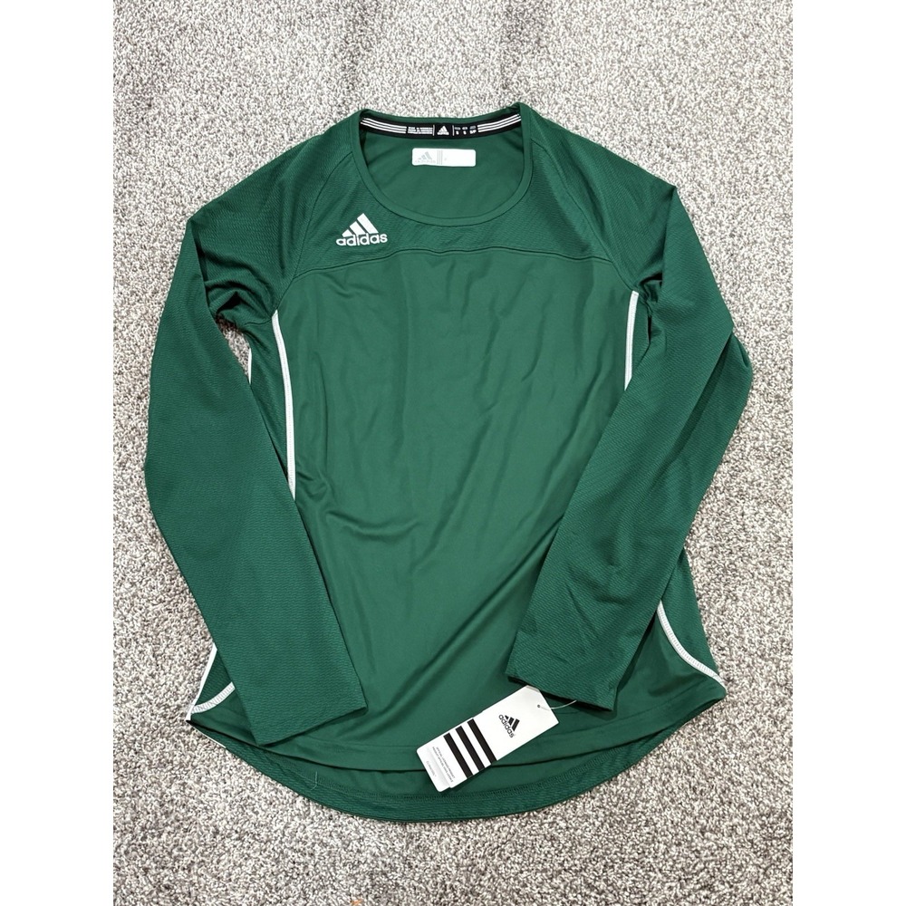 Adidas Green Women's Performance Shirt Size Small Long Sleeve Lightweight NWT